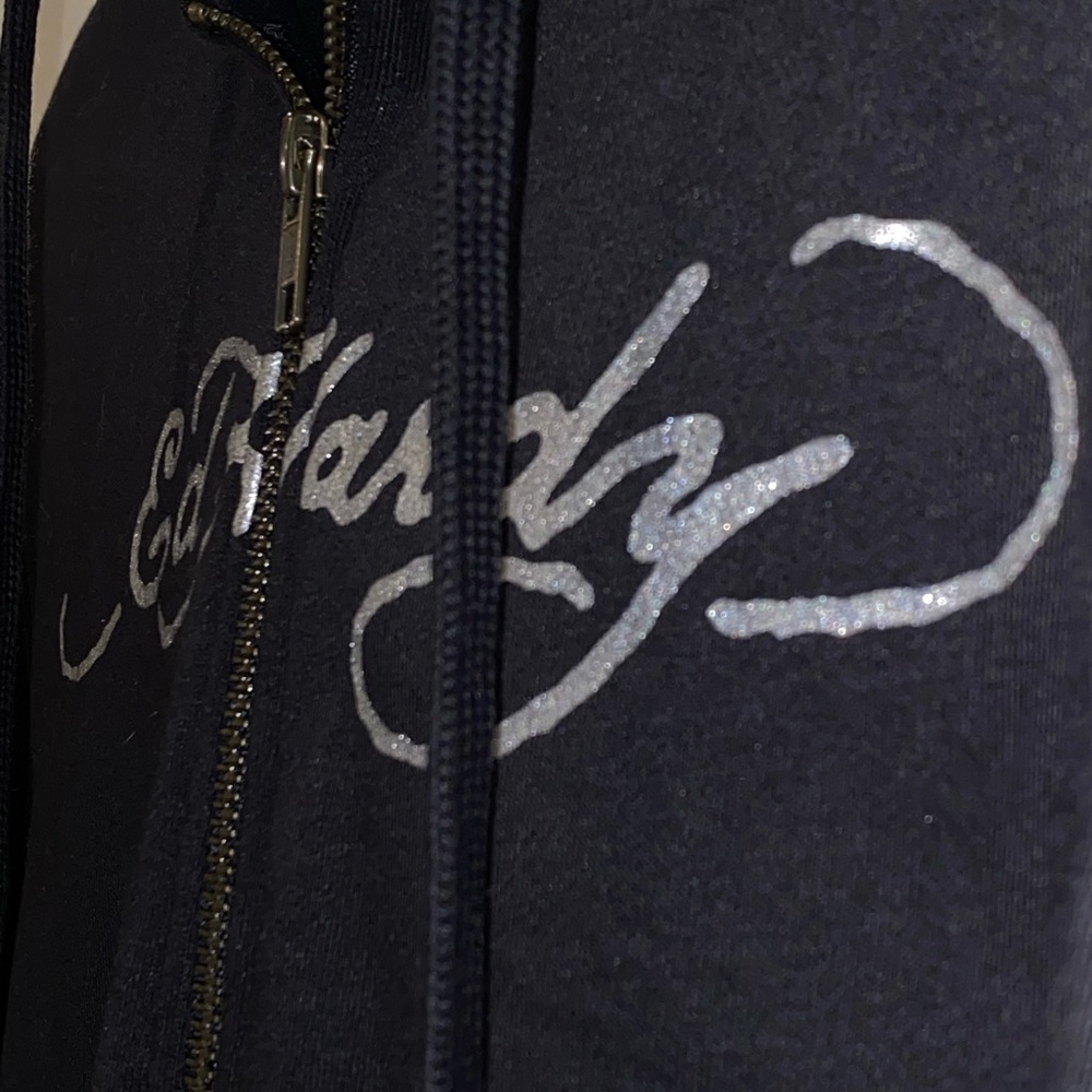 Ed Hardy Black/Glitter Logo Hoodie